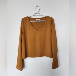 Mustard Yellow Babaton Aritzia Long Sleeve Murphy Blouse